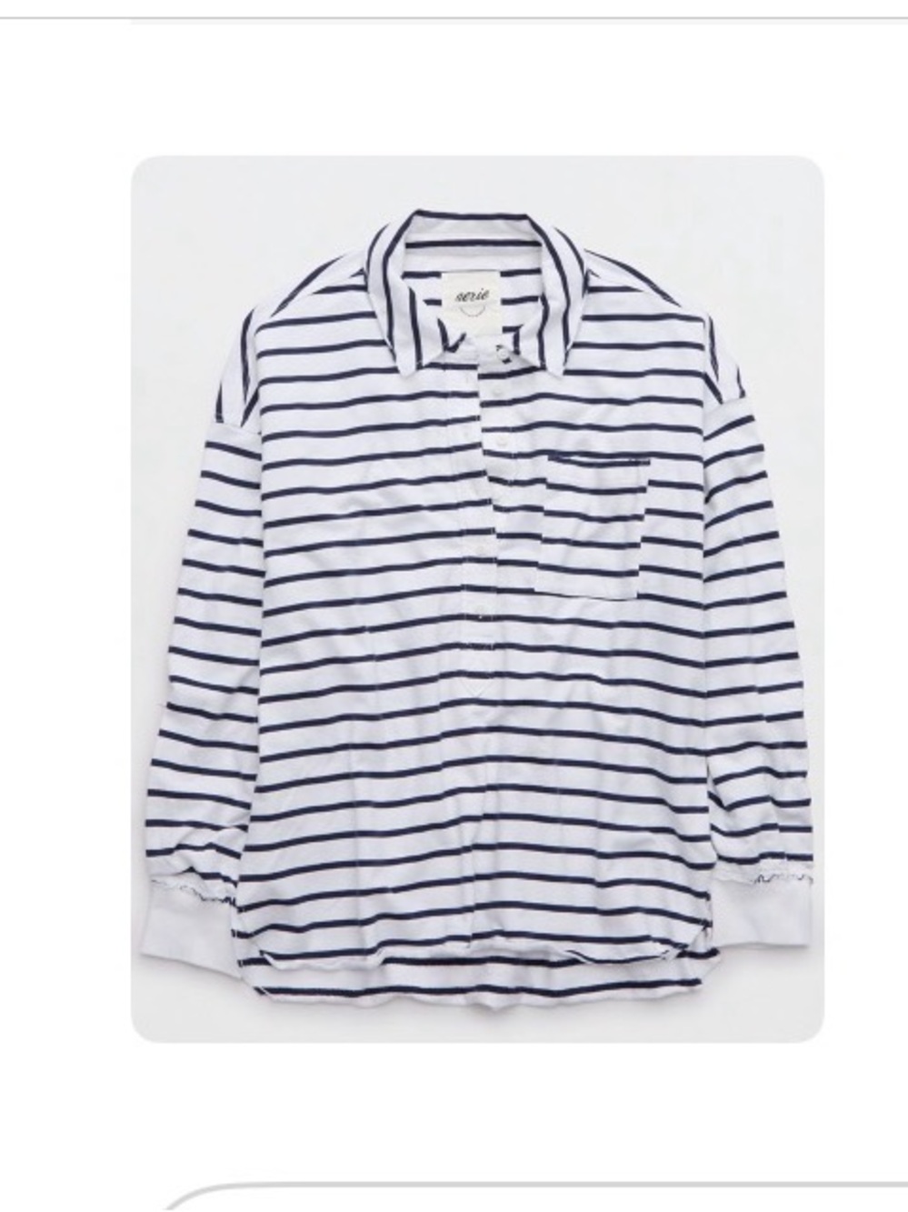 aerie White Navy Striped Pullover Shirt size XS